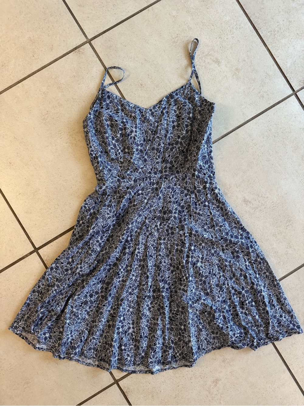 Old Navy Blue Floral Spaghetti-Strap Mini Dress
